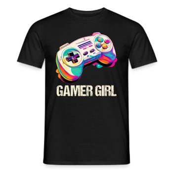 Gaming Console PC Gamer Girl Gamer Girl - Men's T-Shirt - black - Front - AI Model Male 178 light (178cm)