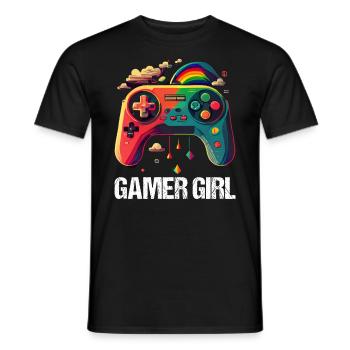 Gaming Konsole PC Zockerin Mädchen Gamer Girl - Männer T-Shirt - Schwarz - Vorne - AI Model Male 178 light (178cm)