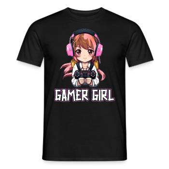 Gaming Konsole PC Zockerin Mädchen Gamer Girl - Männer T-Shirt - Schwarz - Vorne - AI Model Male 178 light (178cm)
