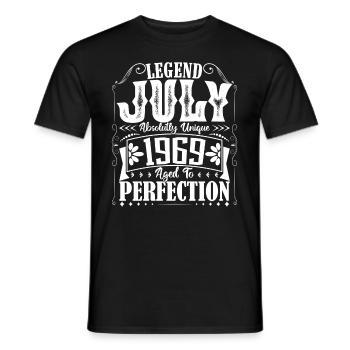 Juillet 1969. Cadeau d'Anniversaire juillet 1969. - T-shirt homme - noir - Devant - AI Model Male 178 light (178cm)