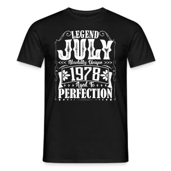 July 1978. Birthday gift July 1978. - Men's T-Shirt - black - Front - AI Model Male 178 light (178cm)