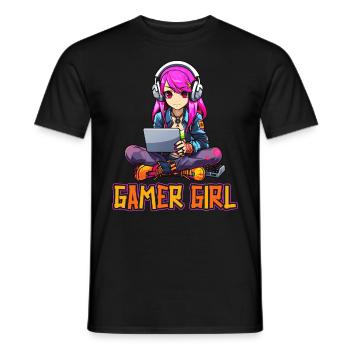 Gaming Console PC Gamer Girl Gamer Girl - Men's T-Shirt - black - Front - AI Model Male 178 light (178cm)