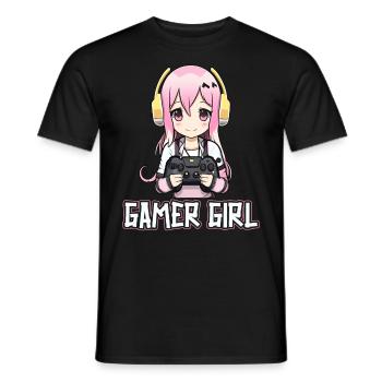 Gaming Console PC Gamer Girl Gamer Girl - Men's T-Shirt - black - Front - AI Model Male 178 light (178cm)