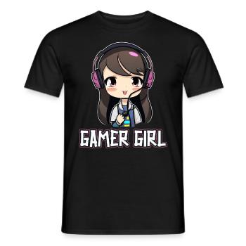 Gaming Konsole PC Zockerin Mädchen Gamer Girl - Männer T-Shirt - Schwarz - Vorne - AI Model Male 178 light (178cm)