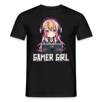 Gaming Konsole PC Zockerin Mädchen Gamer Girl - Männer T-Shirt - Schwarz - Vorne - AI Model Male 178 light (178cm)