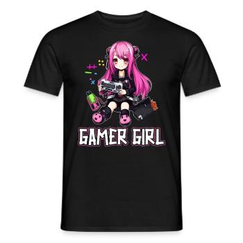 Gaming Console PC Gamer Girl Gamer Girl - Men's T-Shirt - black - Front - AI Model Male 178 light (178cm)