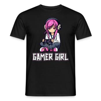 Gaming Konsole PC Zockerin Mädchen Gamer Girl - Männer T-Shirt - Schwarz - Vorne - AI Model Male 178 light (178cm)