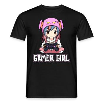 Gaming Konsole PC Zockerin Mädchen Gamer Girl - Männer T-Shirt - Schwarz - Vorne - AI Model Male 178 light (178cm)