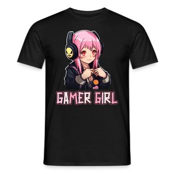 Gaming Konsole PC Zockerin Mädchen Gamer Girl - Männer T-Shirt - Schwarz - Vorne - AI Model Male 178 light (178cm)