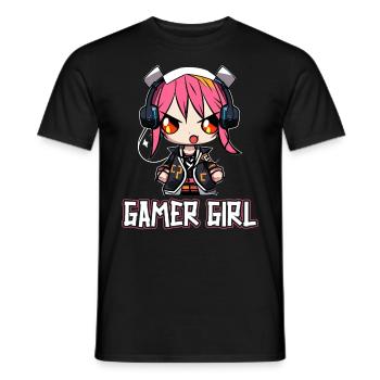 Gaming Konsole PC Zockerin Mädchen Gamer Girl - Männer T-Shirt - Schwarz - Vorne - AI Model Male 178 light (178cm)