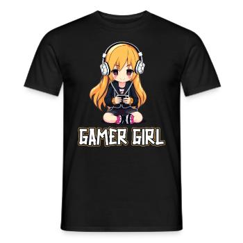 Gaming Konsole PC Zockerin Mädchen Gamer Girl - Männer T-Shirt - Schwarz - Vorne - AI Model Male 178 light (178cm)