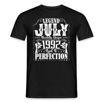 July 1992. Birthday gift July 1992. - Men's T-Shirt - black - Front - AI Model Male 178 light (178cm)