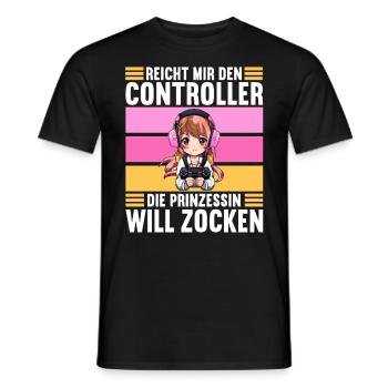 Gaming Konsole PC Zockerin Mädchen Gamer Girl - Männer T-Shirt - Schwarz - Vorne - AI Model Male 178 light (178cm)