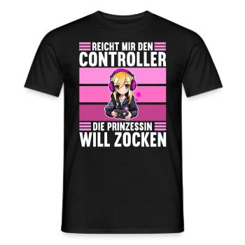 Gaming Konsole PC Zockerin Mädchen Gamer Girl - Männer T-Shirt - Schwarz - Vorne - AI Model Male 178 light (178cm)