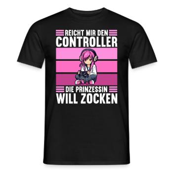 Gaming Konsole PC Zockerin Mädchen Gamer Girl - Männer T-Shirt - Schwarz - Vorne - AI Model Male 178 light (178cm)