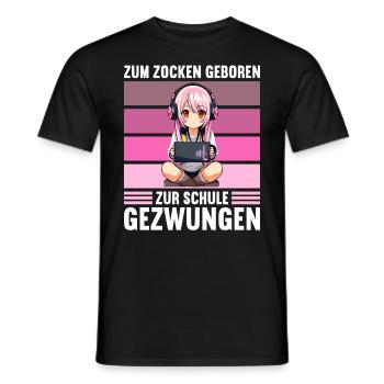 Gaming Konsole PC Zockerin Mädchen Gamer Girl - Männer T-Shirt - Schwarz - Vorne - AI Model Male 178 light (178cm)