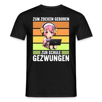 Gaming Konsole PC Zockerin Mädchen Gamer Girl - Männer T-Shirt - Schwarz - Vorne - AI Model Male 178 light (178cm)
