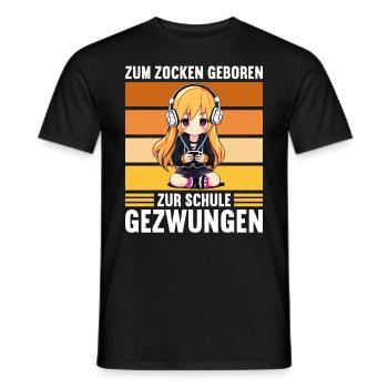 Gaming Konsole PC Zockerin Mädchen Gamer Girl - Männer T-Shirt - Schwarz - Vorne - AI Model Male 178 light (178cm)