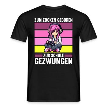 Gaming Konsole PC Zockerin Mädchen Gamer Girl - Männer T-Shirt - Schwarz - Vorne - AI Model Male 178 light (178cm)
