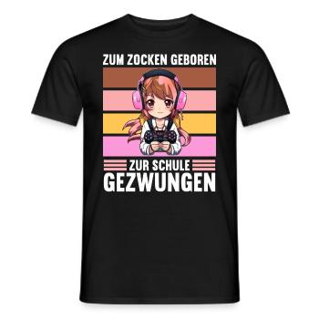 Gaming Konsole PC Zockerin Mädchen Gamer Girl - Männer T-Shirt - Schwarz - Vorne - AI Model Male 178 light (178cm)