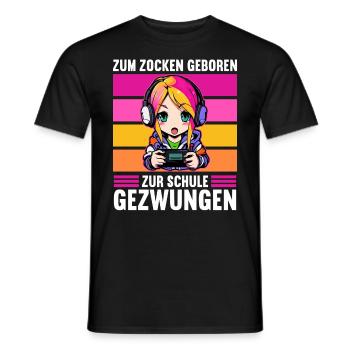 Gaming Konsole PC Zockerin Mädchen Gamer Girl - Männer T-Shirt - Schwarz - Vorne - AI Model Male 178 light (178cm)