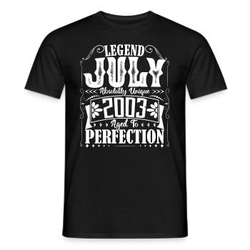 Juillet 2003. Cadeau d'Anniversaire juillet 2003. - T-shirt homme - noir - Devant - AI Model Male 178 light (178cm)