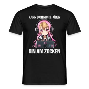 Gaming Konsole PC Zockerin Mädchen Gamer Girl - Männer T-Shirt - Schwarz - Vorne - AI Model Male 178 light (178cm)
