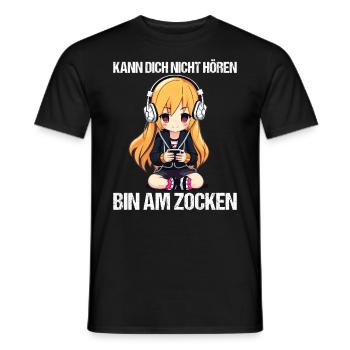 Gaming Konsole PC Zockerin Mädchen Gamer Girl - Männer T-Shirt - Schwarz - Vorne - AI Model Male 178 light (178cm)