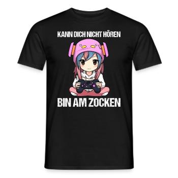 Gaming Konsole PC Zockerin Mädchen Gamer Girl - Männer T-Shirt - Schwarz - Vorne - AI Model Male 178 light (178cm)