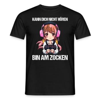 Gaming Konsole PC Zockerin Mädchen Gamer Girl - Männer T-Shirt - Schwarz - Vorne - AI Model Male 178 light (178cm)