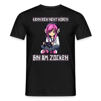 Gaming Konsole PC Zockerin Mädchen Gamer Girl - Männer T-Shirt - Schwarz - Vorne - AI Model Male 178 light (178cm)