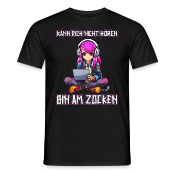 Gaming Konsole PC Zockerin Mädchen Gamer Girl - Männer T-Shirt - Schwarz - Vorne - AI Model Male 178 light (178cm)