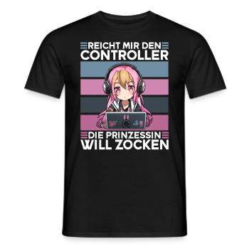 Gaming Konsole PC Zockerin Mädchen Gamer Girl - Männer T-Shirt - Schwarz - Vorne - AI Model Male 178 light (178cm)
