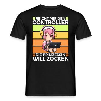Gaming Konsole PC Zockerin Mädchen Gamer Girl - Männer T-Shirt - Schwarz - Vorne - AI Model Male 178 light (178cm)