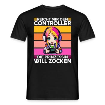 Gaming Konsole PC Zockerin Mädchen Gamer Girl - Männer T-Shirt - Schwarz - Vorne - AI Model Male 178 light (178cm)