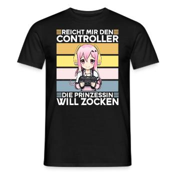 Gaming Konsole PC Zockerin Mädchen Gamer Girl - Männer T-Shirt - Schwarz - Vorne - AI Model Male 178 light (178cm)