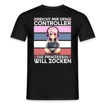 Gaming Konsole PC Zockerin Mädchen Gamer Girl - Männer T-Shirt - Schwarz - Vorne - AI Model Male 178 light (178cm)