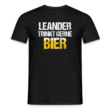 LEANDER Spruch Bier Party Name Biertrinker - Männer T-Shirt - Schwarz - Vorne - AI Model Male 178 light (178cm)