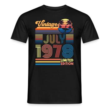 Birthday July 1978. Gift July 1978. - Men's T-Shirt - black - Front - AI Model Male 178 light (178cm)