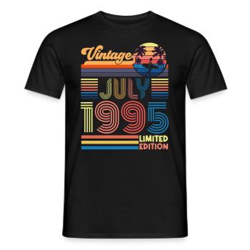 Jubiläum Juli 1995. Geschenk Juli 1995. - Männer T-Shirt - Schwarz - Vorne - AI Model Male 178 light (178cm)