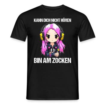Gaming Konsole PC Zockerin Mädchen Gamer Girl - Männer T-Shirt - Schwarz - Vorne - AI Model Male 178 light (178cm)