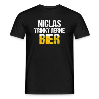 NICLAS Spruch Bier Party Name Biertrinker - Männer T-Shirt - Schwarz - Vorne - AI Model Male 178 light (178cm)