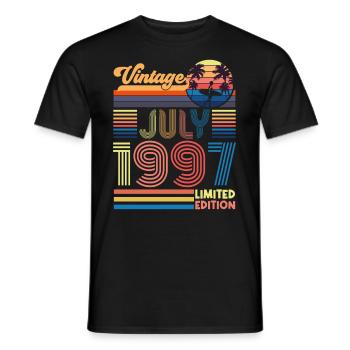 Birthday July 1997. Gift July 1997. - Men's T-Shirt - black - Front - AI Model Male 178 light (178cm)