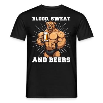Bodybuilder Gym Beer Blood Sweat And Beers - Men's T-Shirt - black - Front - AI Model Male 178 light (178cm)