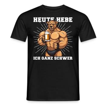 Bodybuilder Gym Bière | Aujourd’hui, je soulève très fort - T-shirt homme - noir - Devant - AI Model Male 178 light (178cm)