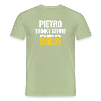 PIETRO Spruch Bier Party Name Biertrinker - Männer T-Shirt - Sage - Vorne - AI Model Male 178 light (178cm)
