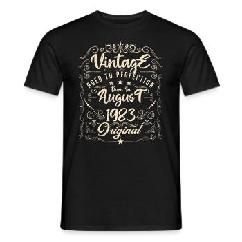 Vintage born in August 1983. Anniversary August 1983 - Men's T-Shirt - black - Front - AI Model Male 178 light (178cm)
