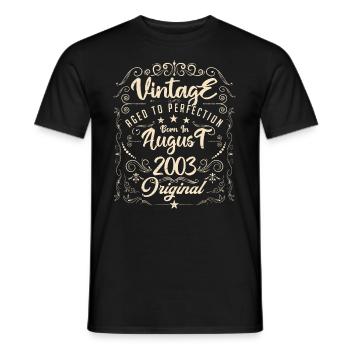 Vintage born in August 2003. Anniversary August 2003 - Men's T-Shirt - black - Front - AI Model Male 178 light (178cm)