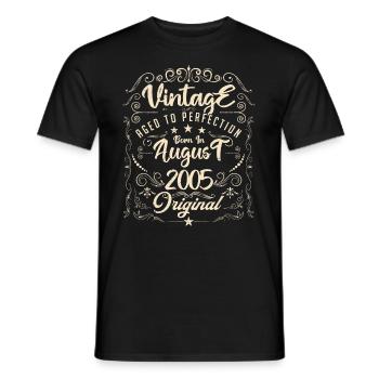 Jahrgang, geboren im August 2005. Jubiläum August 2005 - Männer T-Shirt - Schwarz - Vorne - AI Model Male 178 light (178cm)