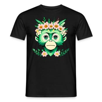 Ami singe fleuri - T-shirt homme - noir - Devant - AI Model Male 178 light (178cm)